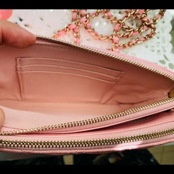 Chanel Pink Iridescent Clutch with Chain - Picture 10 of 14